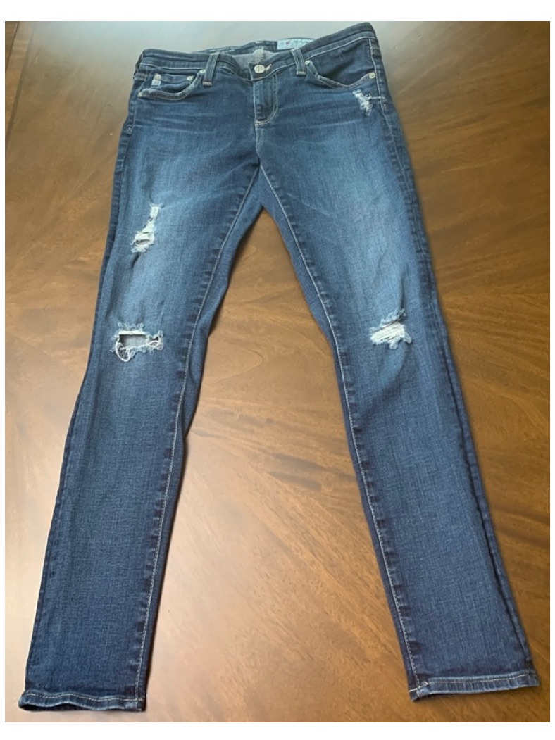 Ag The Legging Ankle Super Skinny Jeans Dark Wash Distressed Thrashed 27r